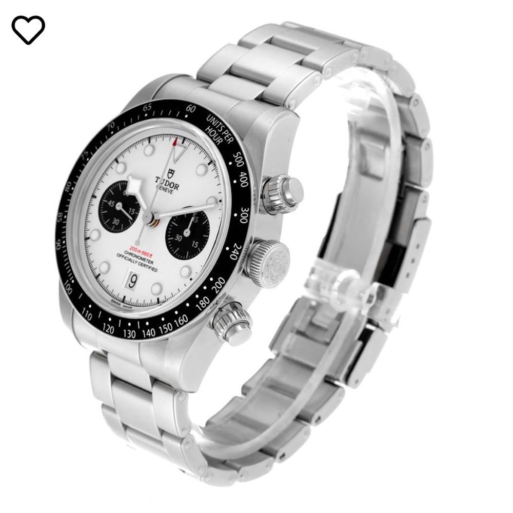 Tudor Silver and White Chronograph Watch